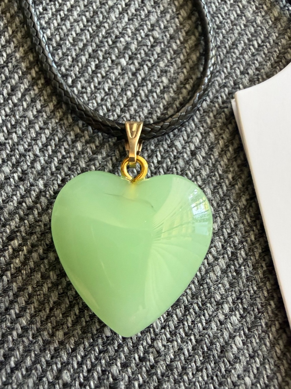 Green Heart Pendant Necklace with Gold Bail - Women's Jewelry